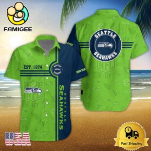 Seattle Seahawks NFL Logo Pattern Custom Hawaiian Shirt
