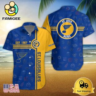 St Louis Blues Nhl Logo Pattern Custom Hawaiian Shirt