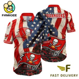 Tampa Bay Buccaneers American Flag Hawaiian Shirt