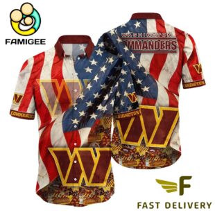 Washington Commanders American Flag Hawaiian Shirt