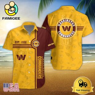 Washington Commanders NFL Logo Pattern Custom Hawaiian Shirt