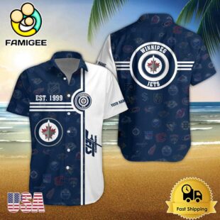 Winnipeg Jets Nhl Logo Pattern Custom Hawaiian Shirt