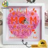 Cleveland Browns Colors Heart Custom Name Flower Shadow Box, Gift For Mother's Day