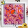 Cleveland Browns Colors Square Custom Name Flower Shadow Box, Gift For Mother's Day