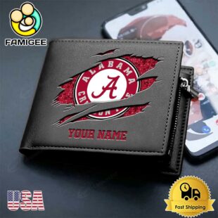 Custom Alabama Crimson Tide Team Logo Men's Leather Wallet