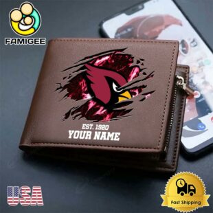 Custom Arizona Cardinals Team Logo Men's Leather Wallet