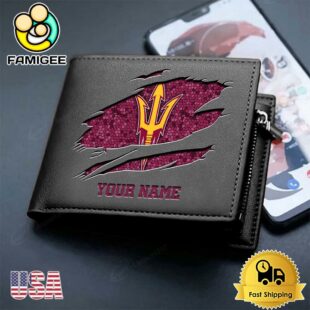 Custom Arizona State Sun Devils Team Logo Men's Leather Wallet