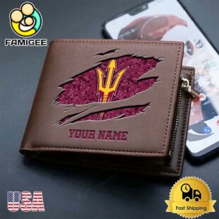 Custom Arizona State Sun Devils Team Logo Men's Leather Wallet