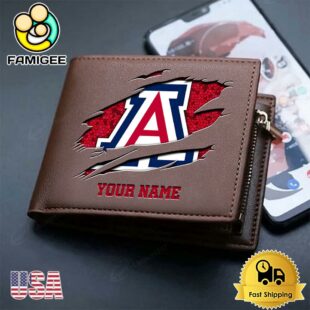 Custom Arizona Wildcats Team Logo Men's Leather Wallet