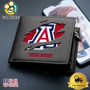 Custom Arizona Wildcats Team Logo Men's Leather Wallet