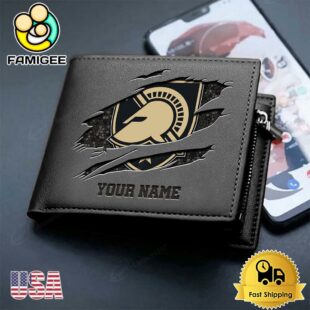 Custom Army Black Knights Team Logo Men's Leather Wallet