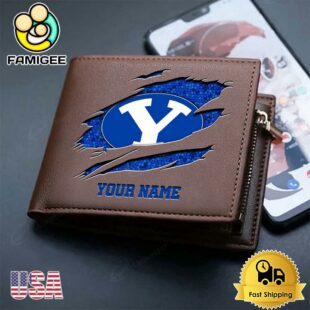 Custom BYU Cougars Team Logo Men's Leather Wallet