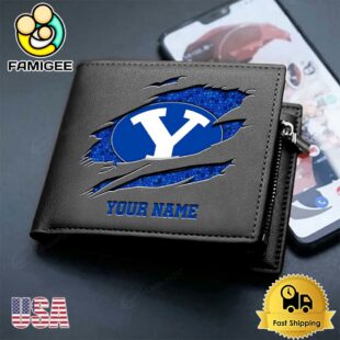 Custom BYU Cougars Team Logo Men's Leather Wallet