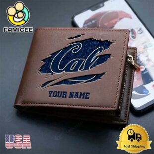 Custom California Golden Bears Team Logo Men's Leather Wallet