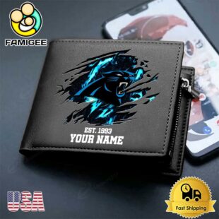 Custom Carolina Panthers Team Logo Men's Leather Wallet