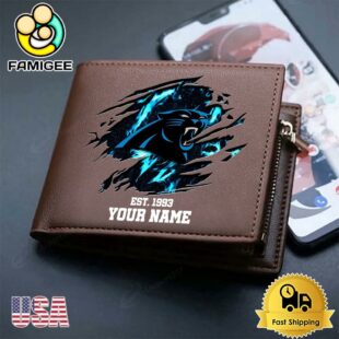 Custom Carolina Panthers Team Logo Men's Leather Wallet