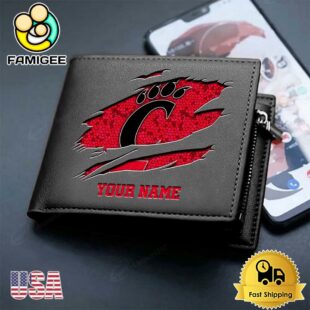 Custom Cincinnati Bearcats Team Logo Men's Leather Wallet