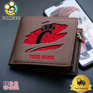 Custom Cincinnati Bearcats Team Logo Men's Leather Wallet