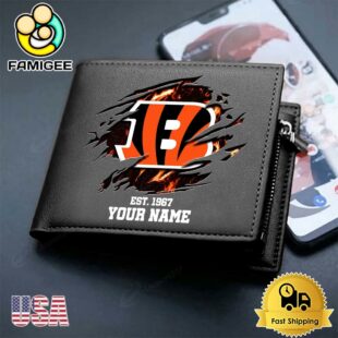 Custom Cincinnati Bengals Team Logo Men's Leather Wallet