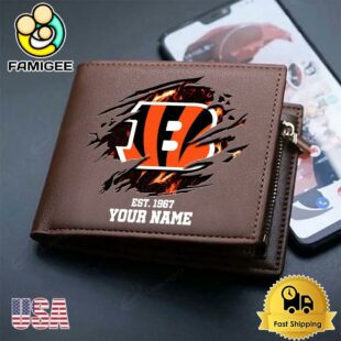 Custom Cincinnati Bengals Team Logo Men's Leather Wallet