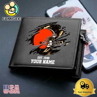 Custom Cleveland Browns Team Logo Men's Leather Wallet