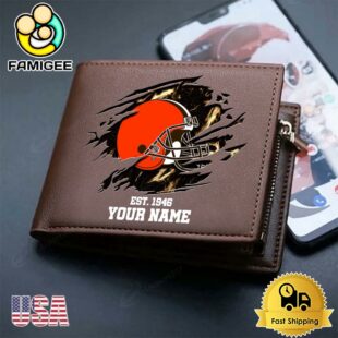 Custom Cleveland Browns Team Logo Men's Leather Wallet