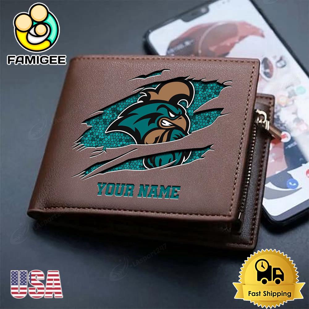 NCAA Coastal Carolina Chanticleers Team Logo New Design 2025 Custom Men's Leather Wallet NCAA Coastal Carolina Chanticleers Team Logo New Design 2025 Custom Men's Leather Wallet