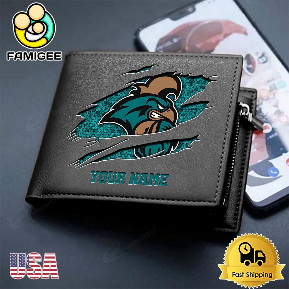 NCAA Coastal Carolina Chanticleers Team Logo New Design 2025 Custom Men's Leather Wallet NCAA Coastal Carolina Chanticleers Team Logo New Design 2025 Custom Men's Leather Wallet