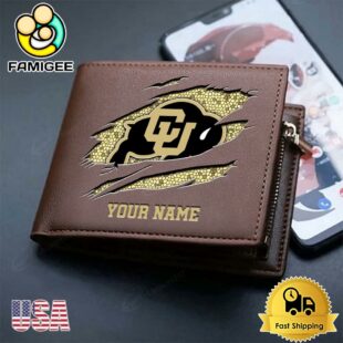 Custom Colorado Buffaloes Team Logo Men's Leather Wallet