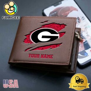Custom Georgia Bulldogs Team Logo Men's Leather Wallet