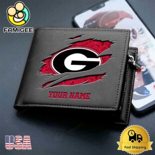 Custom Georgia Bulldogs Team Logo Men's Leather Wallet