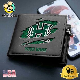 Custom Hawaii Rainbow Warriors Team Logo Men's Leather Wallet