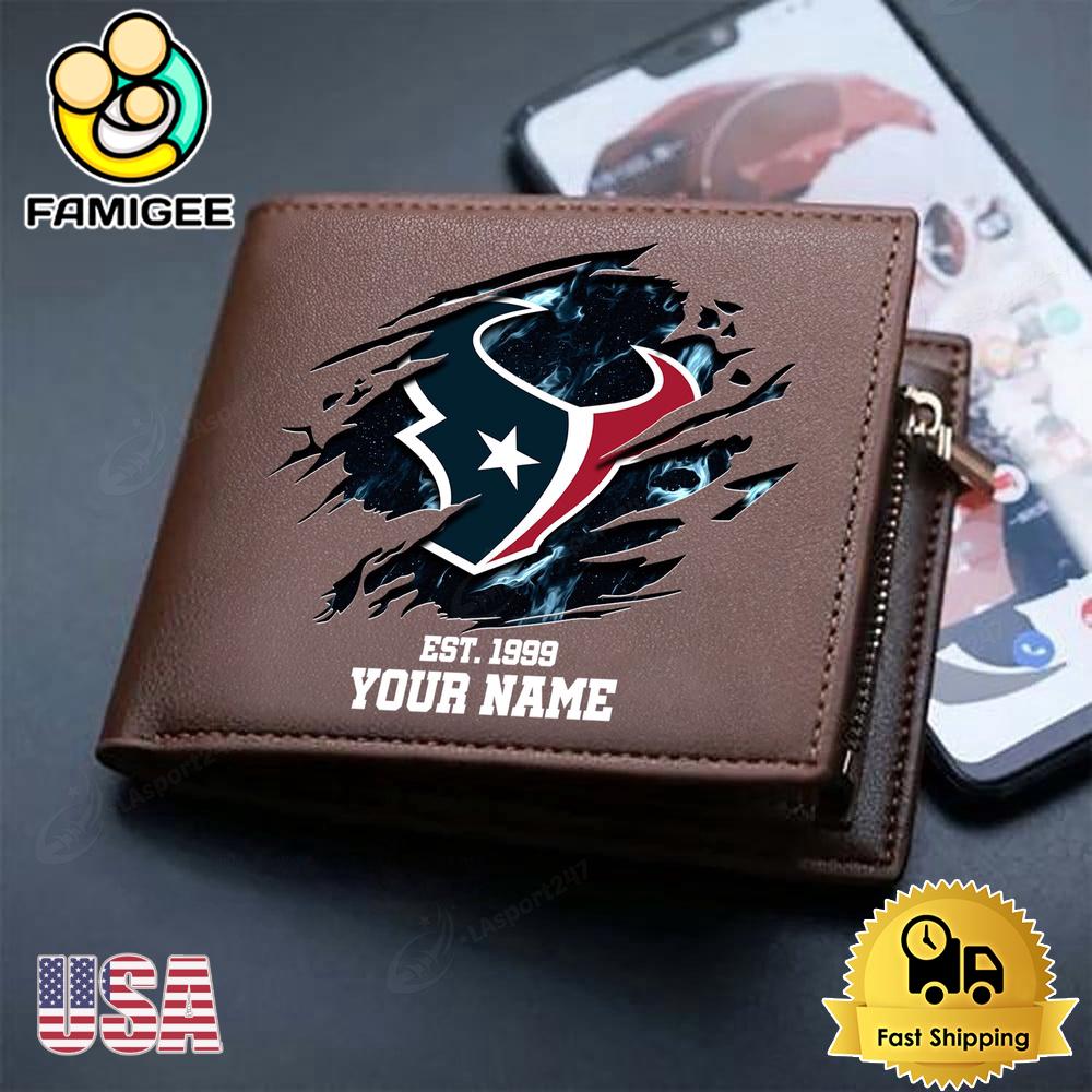 NFL Houston Texans Team Logo New Design 2025 Custom Men's Leather Wallet NFL Houston Texans Team Logo New Design 2025 Custom Men's Leather Wallet
