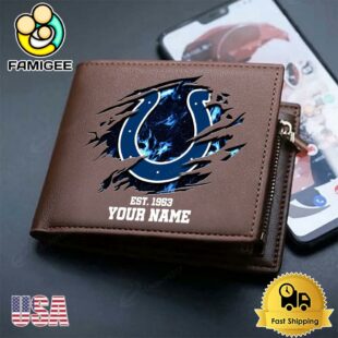 Custom Indianapolis Colts Team Logo Men's Leather Wallet