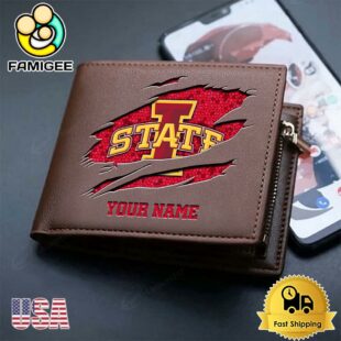 Custom Iowa State Cyclones Team Logo Men's Leather Wallet