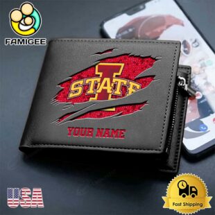 Custom Iowa State Cyclones Team Logo Men's Leather Wallet