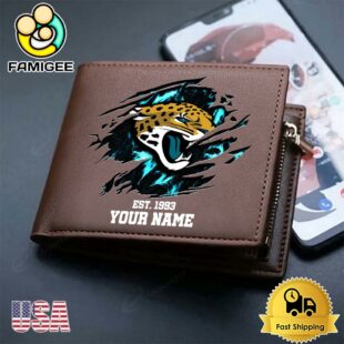 Custom Jacksonville Jaguars Team Logo Men's Leather Wallet