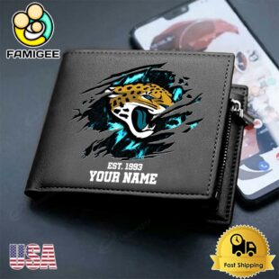 Custom Jacksonville Jaguars Team Logo Men's Leather Wallet
