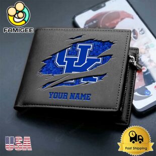 Custom Kentucky Wildcats Team Logo Men's Leather Wallet