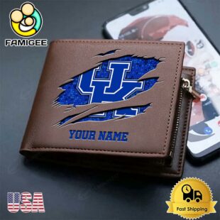 Custom Kentucky Wildcats Team Logo Men's Leather Wallet