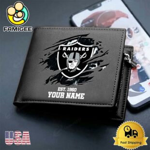 Custom Las Vegas Raiders Team Logo Men's Leather Wallet
