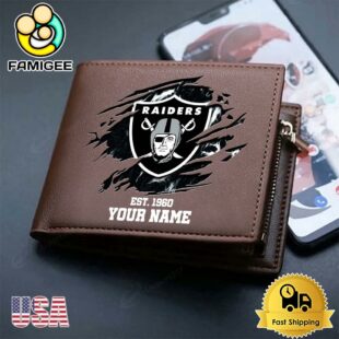 Custom Las Vegas Raiders Team Logo Men's Leather Wallet