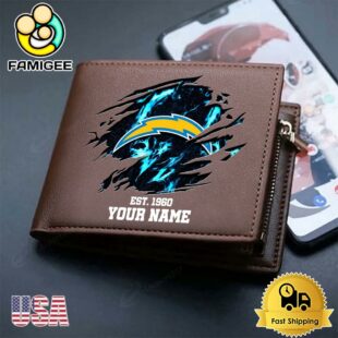 Custom Los Angeles Chargers Team Logo Men's Leather Wallet