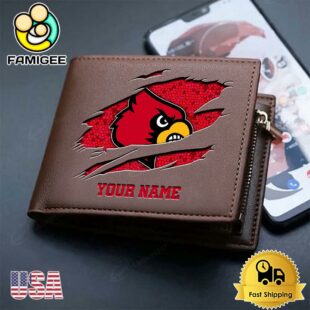 Custom Louisville Cardinals Team Logo Men's Leather Wallet