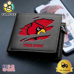 Custom Louisville Cardinals Team Logo Men's Leather Wallet