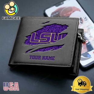 Custom LSU TIGERS Team Logo Men's Leather Wallet