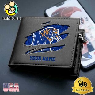 Custom Memphis Tigers Team Logo Men's Leather Wallet