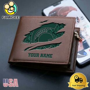 Custom Michigan State Spartans Team Logo Men's Leather Wallet