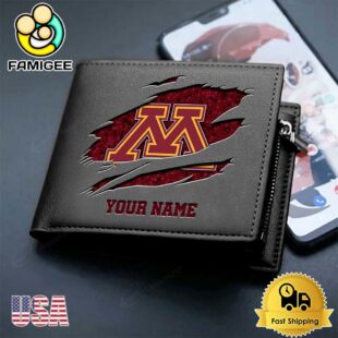 Custom Minnesota Golden Gophers Team Logo Men's Leather Wallet