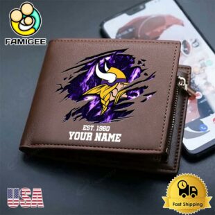 Custom Minnesota Vikings Team Logo Men's Leather Wallet